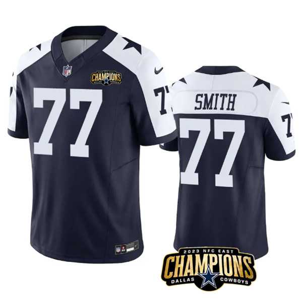 Men & Women & Youth Dallas Cowboys #77 Tyron Smith Navy White 2023 F.U.S.E. NFC East Champions Patch Stitched Jersey